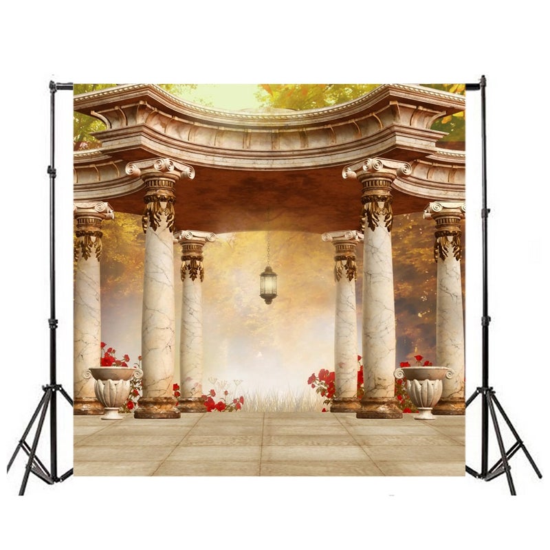 LFEEY 8x8ft Wedding Garden Pavilion Backdrop Royal Gloriette Noble Gazebo Arbor Vintage Marble Columns Classic Kiosk Chic Pillar Decor Photography Background Bride Photo Studio Props Vinyl Banner - Image 4